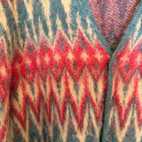 BEAMS PLUS Wool Chevron Jacquard Cardigan Sweater - Picture 4 of 5